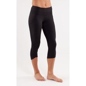 Lululemon 6 Run Chase Me‎ Crop Black Leggings W6718S